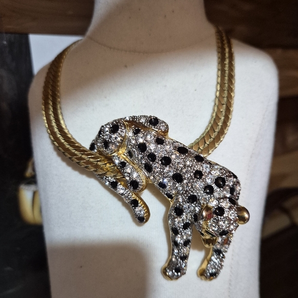 Vintage Monet Neclace And Leopard Brooch - Picture 1 of 8
